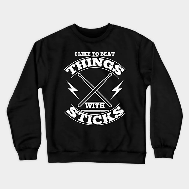 Drummers Drumming Gift Beat Things With Sticks Drummer Print Crewneck Sweatshirt by Linco